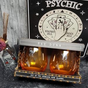 Rae Dunn Halloween Cat Wine Glasses Set
